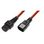 Kabel przedłużający zasilający z blokadą IEC LOCK 3x1mm2 C14/C13 prosty M/Ż 1m czerwony IEC-PC1385