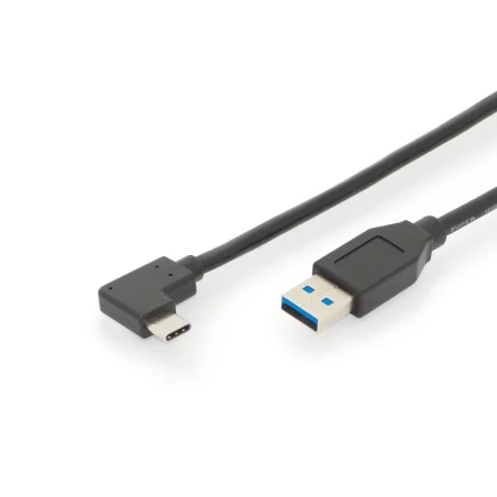 Kabel połączeniowy USB 3.1 Gen.2 SuperSpeed+ 10Gbps Typ-C 90°/USB A M/M, PD kątowy czarny 1m AK-300147-010-S