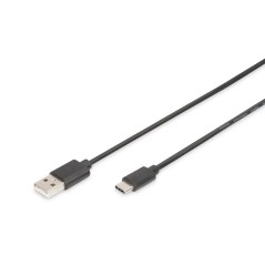 Kabel połączeniowy USB 2.0 HighSpeed Typ USB C/USB A M/M czarny 1m AK-300154-010-S