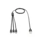 Kabel połączeniowy USB 3w1 Typ USB C + Lightning + microUSB B/ USB A  M/M 10W nylon czarny 1m AK-300160-010-S