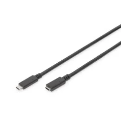 Kabel przedłużający USB 3.1 Gen.2 SuperSpeed+ 10Gbps Typ USB C/USB C M/Ż, PD,  czarny 0,7m AK-300210-007-S
