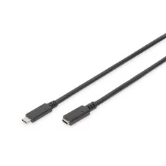 Kabel przedłużający USB 2.0 HighSpeed Typ USB C/USB C M/Ż  PD czarny 1.5m AK-300210-015-S