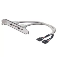 Kabel na śledziu USB 2.0 HighSpeed Typ 2xIDC (5pin)/2xUSB A M/Ż szary 0,25m AK-300301-002-E