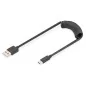 Kabel USB 2.0 spiralny USB A/USB C, PD 60W, czarny, max. 1m AK-300430-006-S