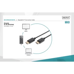 Kabel połączeniowy DisplayPort z zatrzaskami 1080p 60Hz FHD Typ DP/DP M/M czarny 1m AK-340103-010-S