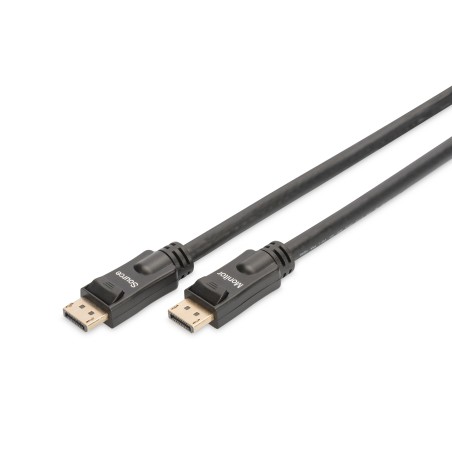Kabel połączeniowy DisplayPort z zatrzaskami 4K 60Hz UHD Typ DP/DP M/M czarny 15m AK-340105-150-S