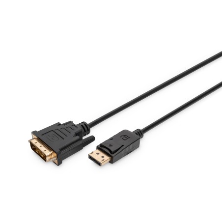 Kabel adapter Displayport z zatrzaskiem 1080p 60Hz FHD Typ DP/DVI-D (24+1) M/M czarny 2m AK-340306-020-S