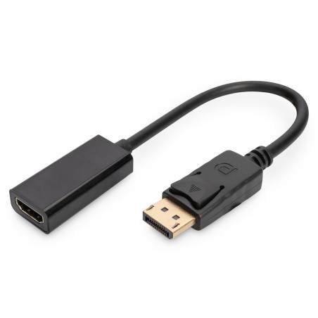 Kabel adapter Displayport 1.1a z zatrzaskiem Typ DP/HDMI A M/Ż czarny 0,15m AK-340408-001-S Assmann