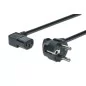 Kabel połączeniowy zasilający Typ Schuko prosty/IEC C13 kątowy M/Ż czarny 1,8m AK-440102-018-S