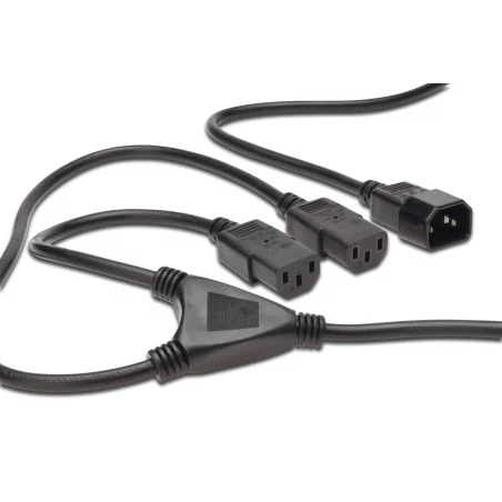 Kabel rozdzielacz zasilający Typ IEC C14/2xIEC C13 M/Ż czarny 1,7m AK-440400-017-S