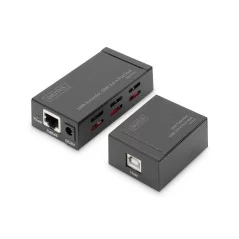 Przedłużacz/Extender HUB 4 port USB 2.0 po skrętce Kat. 5e/7, do 50m DA-70143