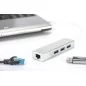 HUB/Koncentrator 3-portowy USB 3.0 SuperSpeed z Gigabit LAN adapter, aluminium DA-70250-1