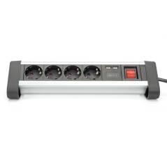 Listwa zasilająca biurowa 45° 4-gniazdowa, 2x USB (5V/2A) z możliwością obrotu o 290° aluminiowa DA-70614