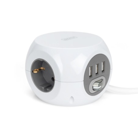 Kostka zasilająca 3 gniazda + 3 złacza USB, 1,4m DA-70623