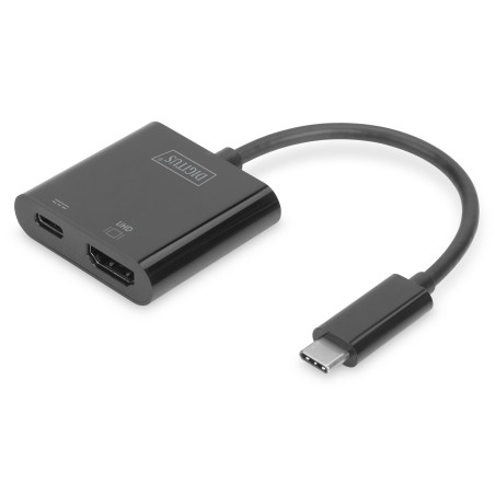 Adapter graficzny HDMI 4K 60Hz UHD na USB 3.1 Typ C, Power Delivery z audio, czarny, aluminiowy DA-70856