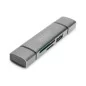 Czytnik kart 3-portowy USB Typ C/ USB 3.0 SuperSpeed SD Micro SD HQ aluminium szary DA-70886
