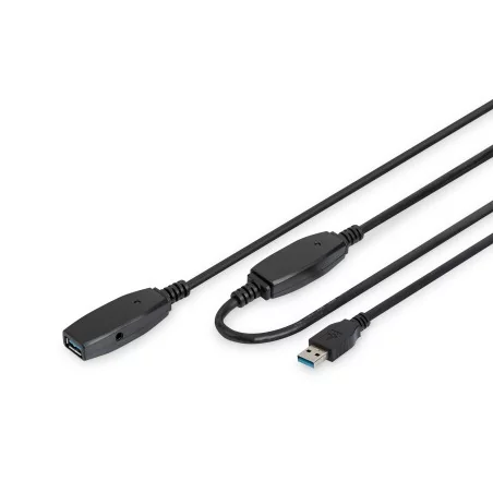 Kabel przedłużający USB 3.0 SuperSpeed Typ USB A/USB A M/Ż aktywny czarny 15m DA-73106
