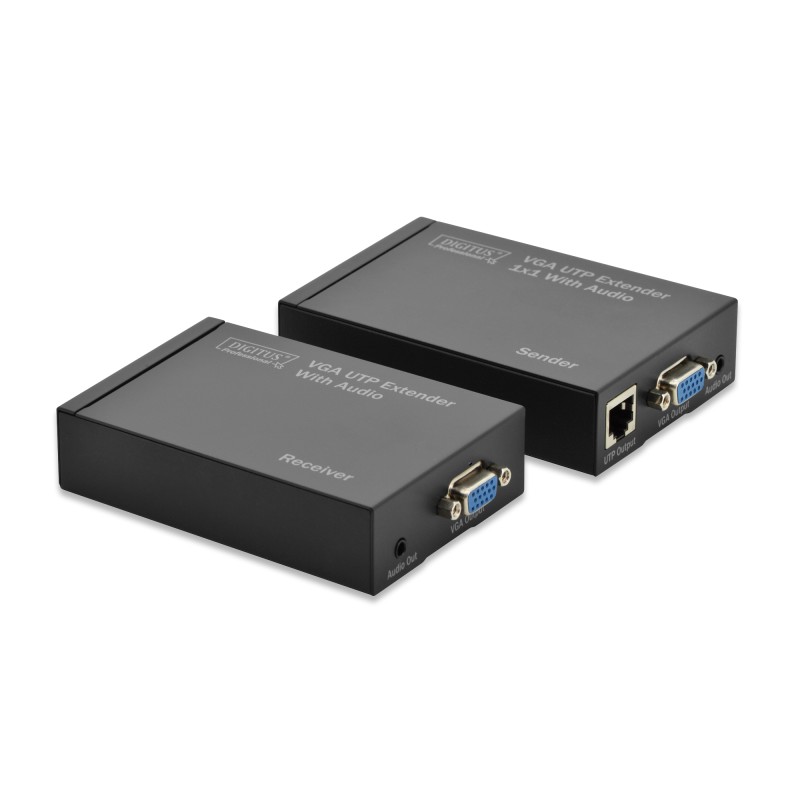 Przedłużacz/Extender VGA do 300m po skrętce Cat.5e UTP, 1920x1080p, z audio (miniJack) DS-53400 Digitus Professional Przedłużacz/Extender VGA do 300m po skrętce Cat.5e UTP, 1920x1080p, z audio (miniJack) DS-53400 Digitus Professional