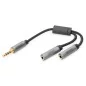 Kabel adapter audio splitter PREMIUM MiniJack 3,5mm /2x 3,5mm MiniJack M/Ż nylon 0,2m DB-510310-002-S