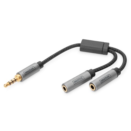 Kabel adapter headset PREMIUM MiniJack 3,5mm /2x 3,5mm MiniJack M/Ż nylon 0,2m DB-510320-002-S