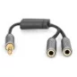 Kabel adapter headset PREMIUM MiniJack 3,5mm /2x 3,5mm MiniJack M/Ż nylon 0,2m DB-510320-002-S