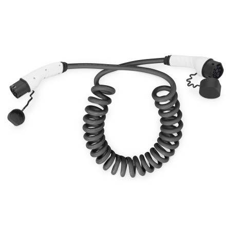 Kabel do ładowania pojazdów elektrycznych, spiralny, Typ2-Typ2, jednofazowy 240V, 32A, 5m