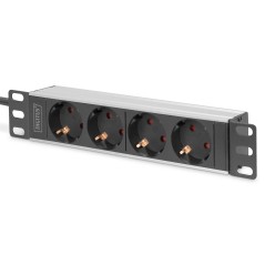 Listwa zasilająca do szaf 10" RACK 4xSchuko, 2m 1xSchuko, 16A, aluminiowa DN-95418
