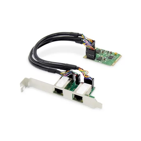Karta sieciowa przewodowa mini PCI Express 2x RJ45 Gigabit 10/100/1000Mbps Low Profile  DN-10134