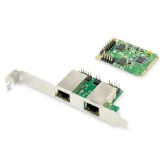 Karta sieciowa przewodowa mini PCI Express 2x RJ45 Gigabit 10/100/1000Mbps Low Profile  DN-10134