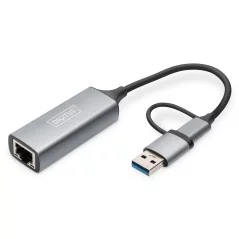 Adapter USB Typ-C na Gigabit Ethernet 2,5G USB-C + USB A (USB 3.1/3.0)  DN-3028