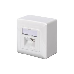 Gniazdo podtynkowe / natynkowe 2x RJ45, ekranowane, LSA, kat.6A, pole opisowe, p/kurz, kolor biały  DN-9007-S-1