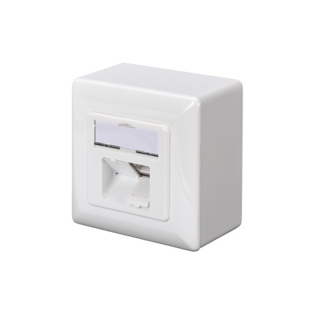 Gniazdo podtynkowe / natynkowe 2x RJ45, ekranowane, LSA, kat.6A, pole opisowe, p/kurz, kolor biały  DN-9007-S-1