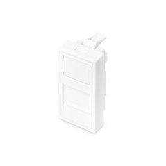Adapter prosty z polem opisowym do ramki DN-93802-5-SH, 1x Keystone, 22.5x45mm,p/kurz, biały RAL9003  DN-93802-1-SH