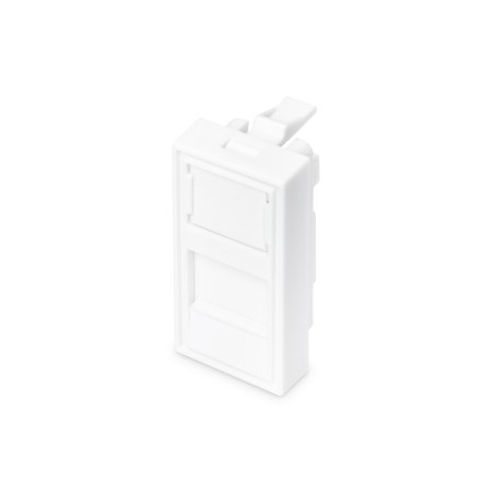 Adapter prosty z polem opisowym do ramki DN-93802-5-SH, 1x Keystone, 22.5x45mm,p/kurz, biały RAL9003  DN-93802-1-SH