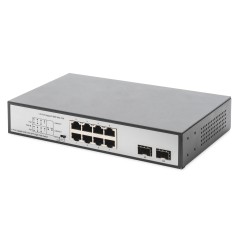 Przełącznik sieciowy niezarządzalny desktop switch 8x RJ45 Gb/s (w tym 6xPoE)+ 2x SFP, PoE++ budżet 180W  DN-95140