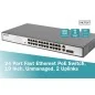 Przełącznik sieciowy niezarządzalny switch 19" 24x RJ45 10/100 Base-T, 2x combo Fast Ethernet, PoE+ 370W budżet  DN-95343