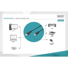 Kabel połączeniowy USB 2.0 HighSpeed Typ USB A/USB B M/M czarny 1,8m AK-300102-018-S Assmann