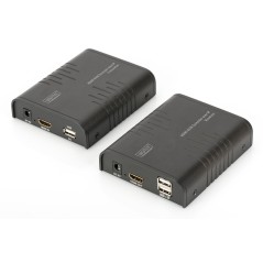 Przedłużacz/Extender KVM (HDMI+USB) do 120m po Cat.5e UTP lub IP, 1080p FHD 60Hz, audio (zestaw)  DS-55202