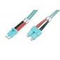 Kabel krosowy (patch cord) światłowodowy LC/SC, dplx, MM 50/125, OM3, LSOH, 3m, turkusowy DK-2532-03/3 Kabel krosowy (patch cord) światłowodowy LC/SC, dplx, MM 50/125, OM3, LSOH, 3m, turkusowy DK-2532-03/3