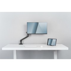 Ramię biurkowe pojedyńcze z zaciskiem 1xLCD z sprężyną gazową 2x USB max. 32" i 9kg uchylno-obr.360° DA-90416