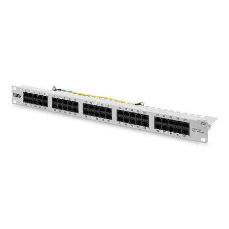 Panel krosowy ISDN 19" 50x RJ45 (8P4C), LSA poziom, kat.3, nieekranowany, 1U, szary DN-91350-1