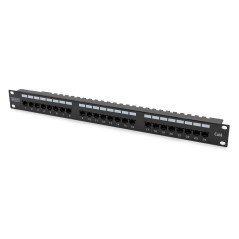 Panel krosowy 19'' 24x RJ45, LSA poziom, kat.6, nieekranowany, 1U, czarny, prowadnica kabli DN-91624U-EC