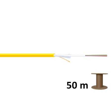 Kabel światłowodowy uniwersalny SM 12 włókien 9/125 OS2 G652D, Dca, LSOH, 1500N, żółty DK-B3912-SC-Y Szpula 50m