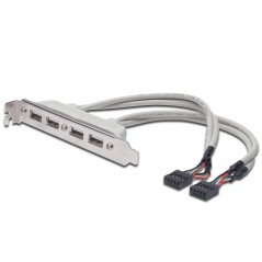 Kabel 2xIDC (5pin)/4xUSB A M/Ż szary 0,25m USB 2.0 HighSpeed AK-300304-002-E