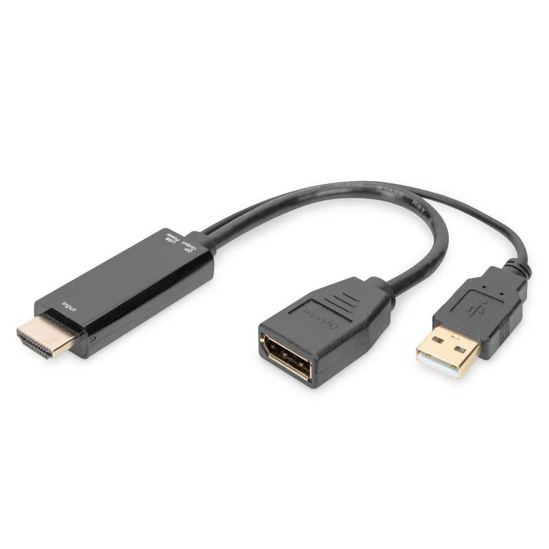 Kabel adapter HDMI 4K 30Hz na DisplayPort i USB A 0,2m AK-330101-002-S