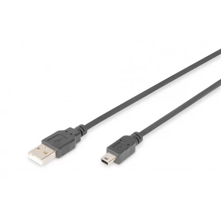 Kabel połączeniowy USB 2.0 HighSpeed "Canon" Typ USB A/miniUSB B (5pin) M/M czarny 1m AK-300108-010-S Assmann