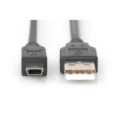 Kabel połączeniowy USB 2.0 HighSpeed "Canon" Typ USB A/miniUSB B (5pin) M/M czarny 1,8m AK-300108-018-S Assmann