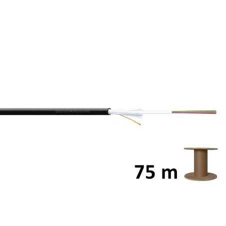 Kabel światłowodowy uniwersalny 8 włókien SM 9/125 G652D, Dca, LSOH, 1500N, czarny, A/I-DQ(ZN)BH szpula DK-39081-U 75m