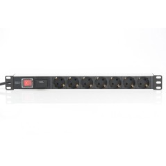 Listwa zasilająca PDU 19" Rack, 7x schuko, 2.0m, 1x wtyk unischuko, 16A, wł./wył., zab. przepięciowe DN-95407
