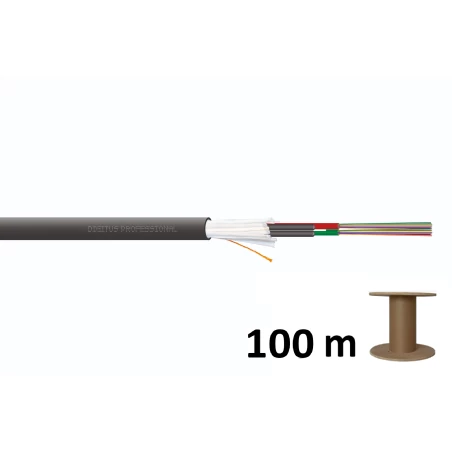 Kabel światłowodowy uniwersalny 24 włókna (2x12) SM 9/125 G652D, Dca, LSOH, 1500N, czarny szpula DK-39242-U 100m